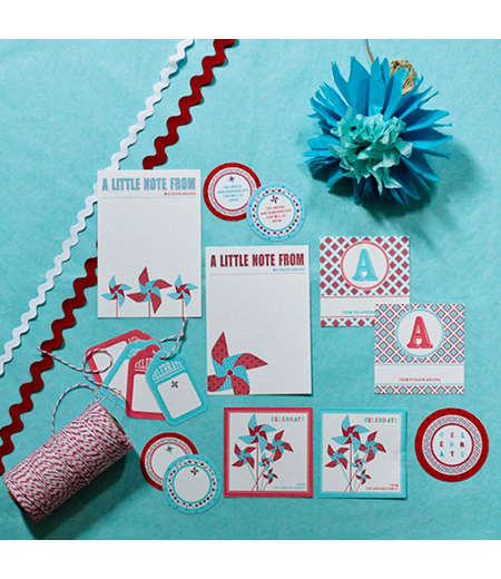 Personalized Printable Stationery and Gift Packaging - Pinwheels Collection